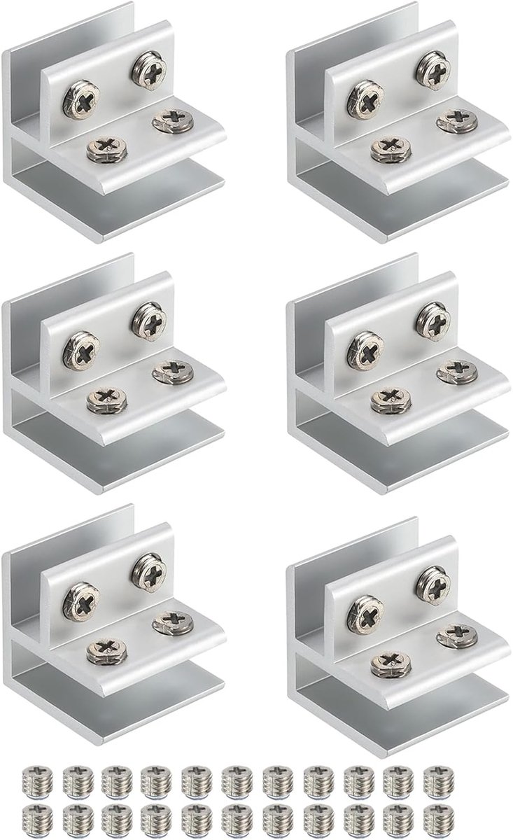 90 graden glasklem 10-12 mm - aluminium klem - verstelbaar - ideaal voor meubels - ShopVlot