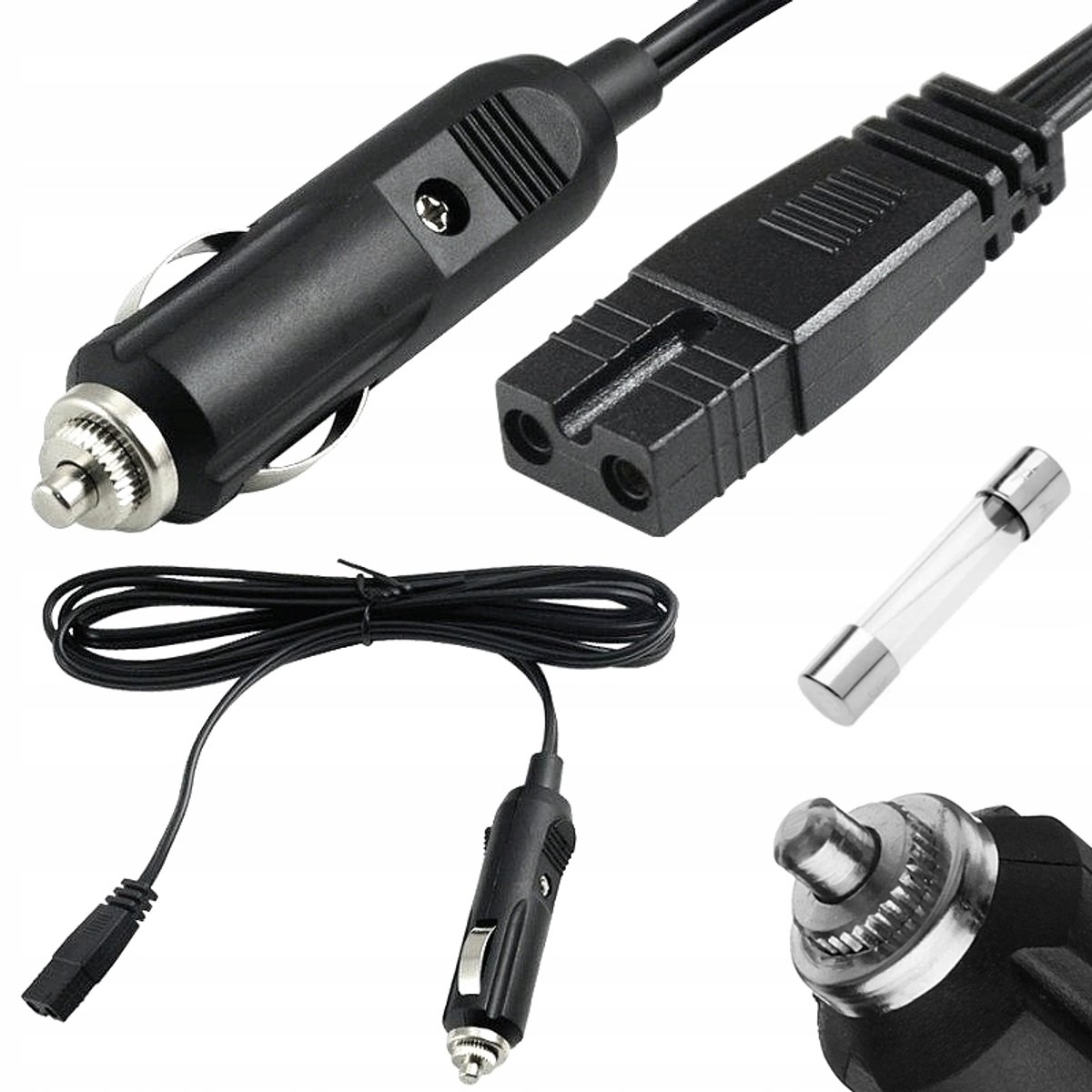 2m Kabel 12V/24V voor Draagbare Koelkast - Stekker met Veiligheid