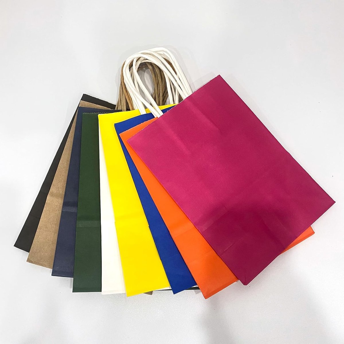 Cadeauzakjes klein 15 x 8 x 21 cm - Kraftpapier met handgrepen - 10 kleuren - Perfect voor feestjes - ShopVlot