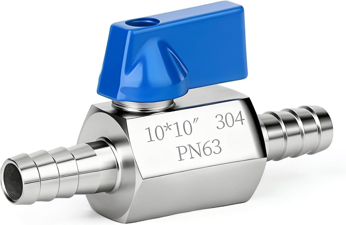 Kogelklep 10 mm - Rvs 304 - Pagodenaansluiting - Geschikt voor water en gas - ShopVlot