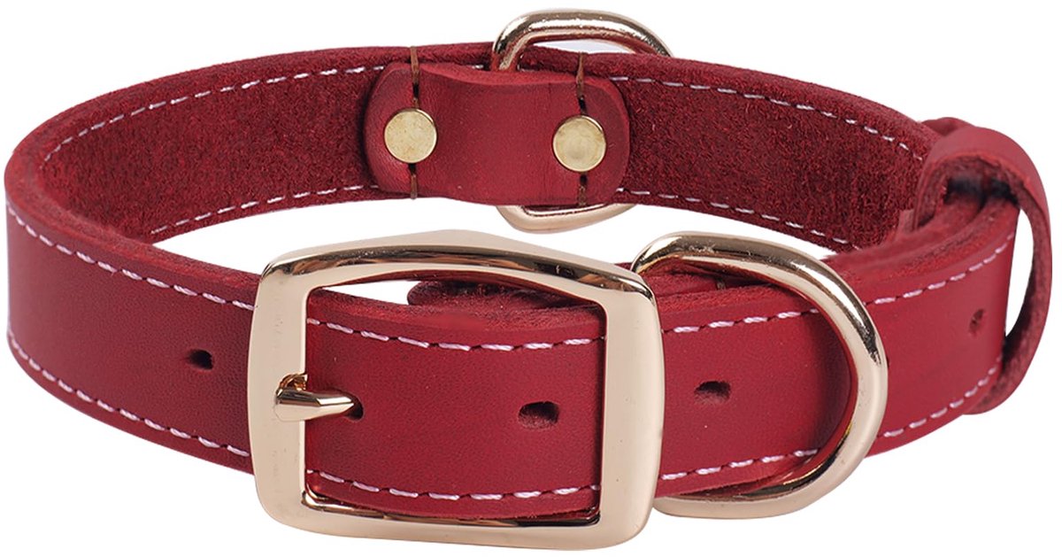 Leren halsband S - extra sterk - zacht en stevig - verstelbaar voor optimaal comfort - ShopVlot