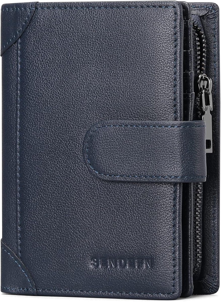 Heren Portemonnee RFID Bescherming - Leer Multifunctioneel - Vintage Blauw - Ruim en Praktisch - ShopVlot