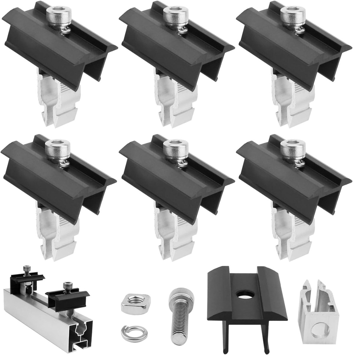 Zonnepaneel Klemmen Set van 6 - Aluminium 25 x 50 mm - Stevige Bevestiging - Voor eenvoudige montage - ShopVlot