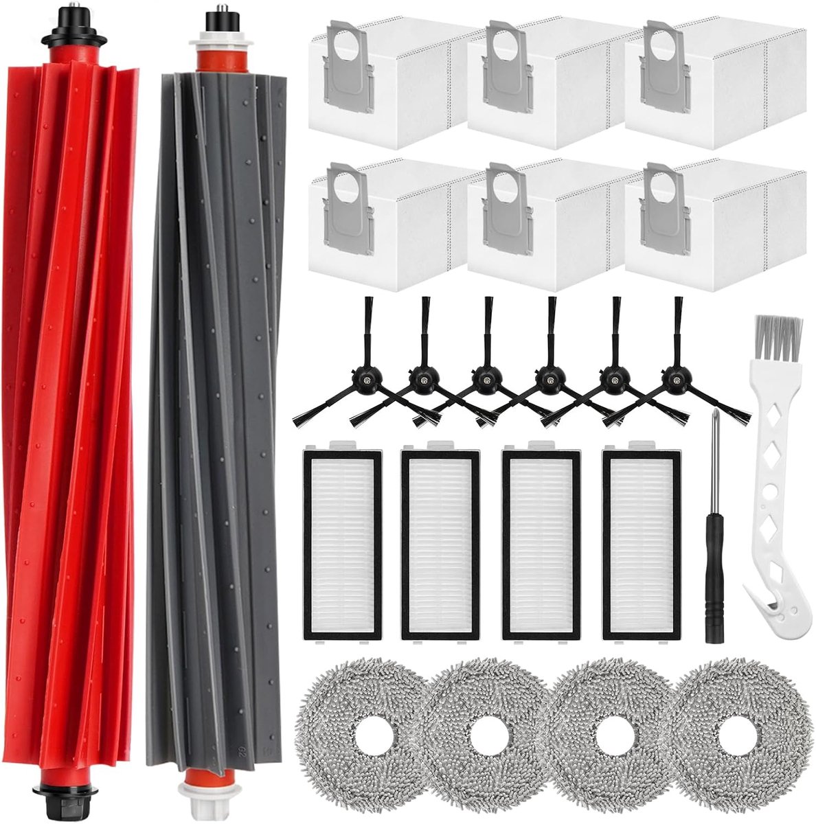 Accessoire set voor Roborock Qrevo - 24-delig - 2 hoofdborstels - Inclusief HEPA-filters en stofzakken - ShopVlot
