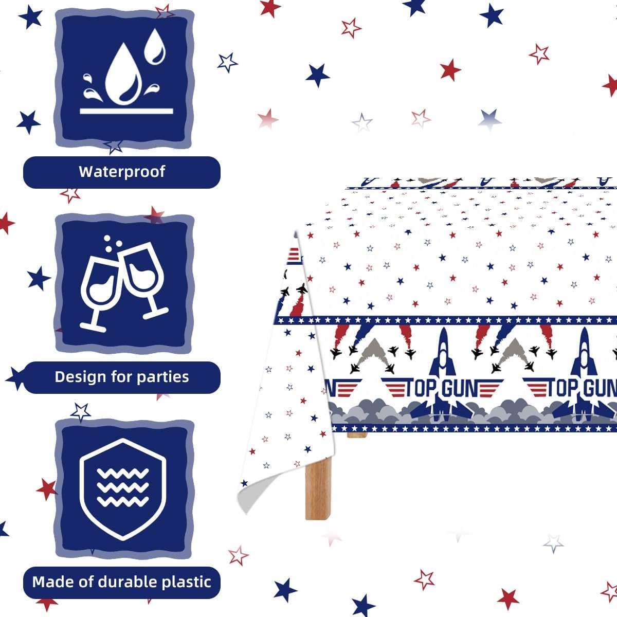 Tafelkleed set - 3-delige wegwerp tafelcovers - militaire jet thema - perfect voor verjaardagsfeesten - ShopVlot