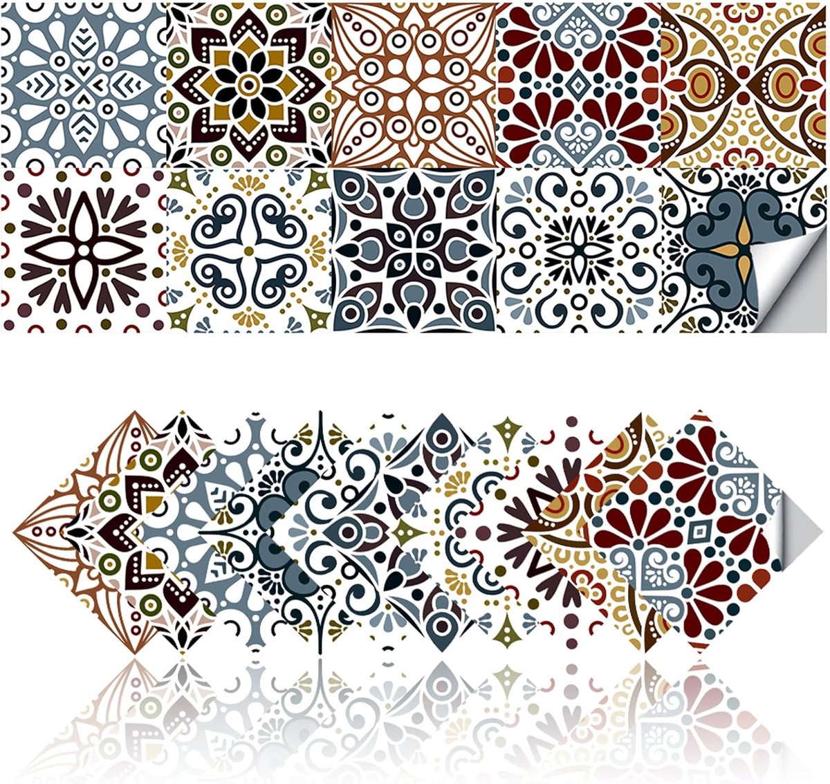 Tegelstickers 20x20 cm - Waterproof PVC - Retro design - Voor keuken en badkamer - ShopVlot