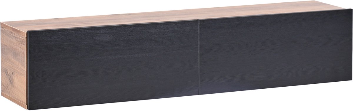 Beliani GLADSTONE - Wand TV-meubel - Bruin/Zwart - 140 cm - Vezelplaat