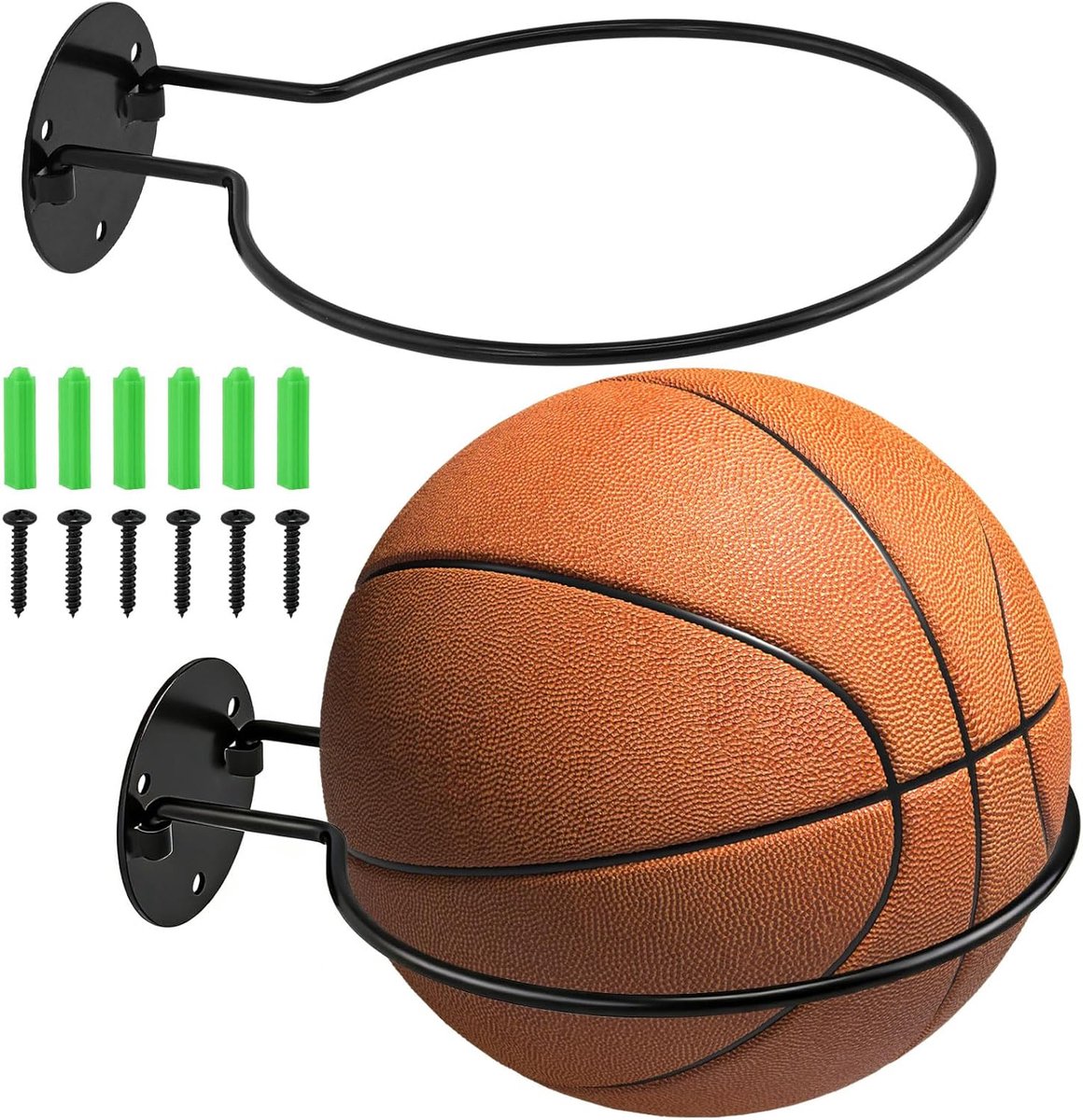 Wandhouder voor ballen - 2 Stuks - Metaal - Stevige wandmontage voor basketbal, volleybal en voetbal - ShopVlot