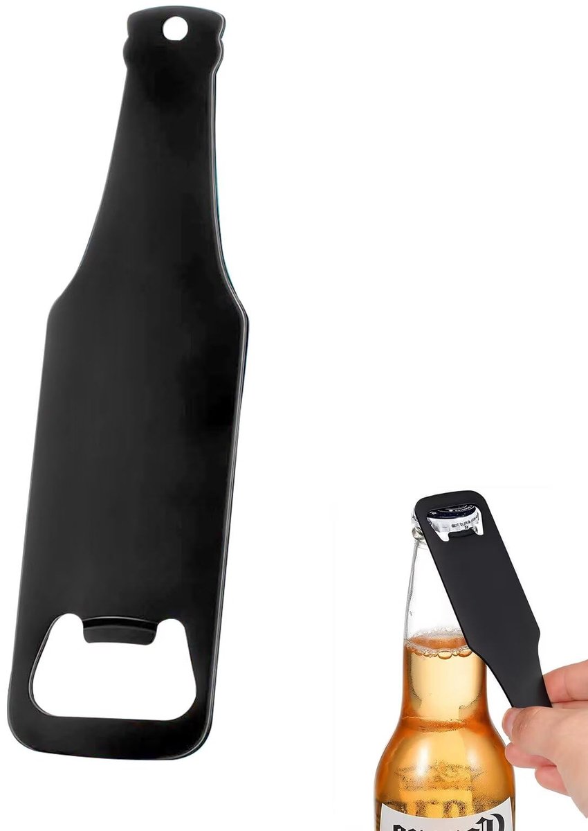 Flesopener roestvrij staal - zwart - barkeeper - ideaal voor thuisgebruik - ShopVlot