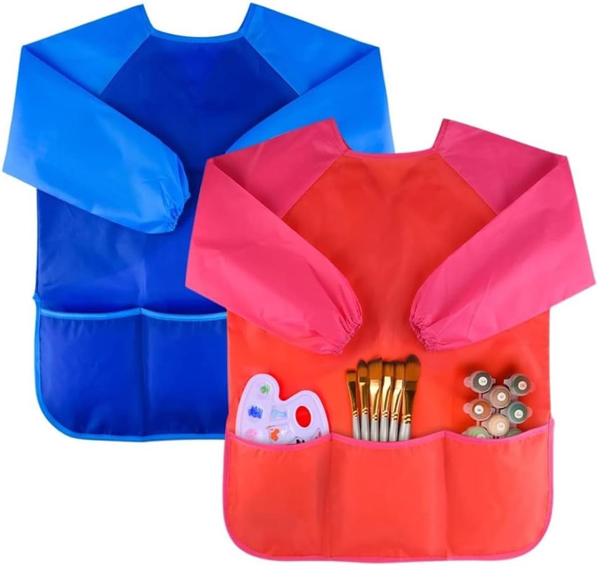 Kinderschort 2 stuks - waterdicht met mouwen - 3 zakken - ideaal voor knutselen - ShopVlot
