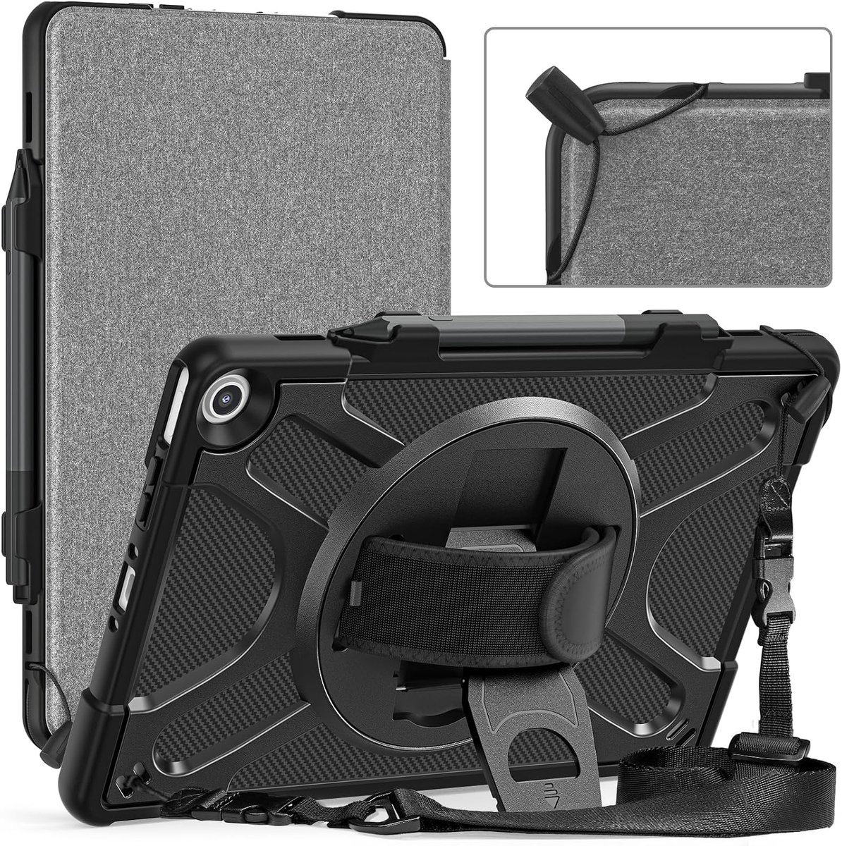 Tablethoes voor Amazon Fire Max 11 (13e Gen 2023) - Robuuste Shockproof TPU - Verstelbare Handstrap - ShopVlot