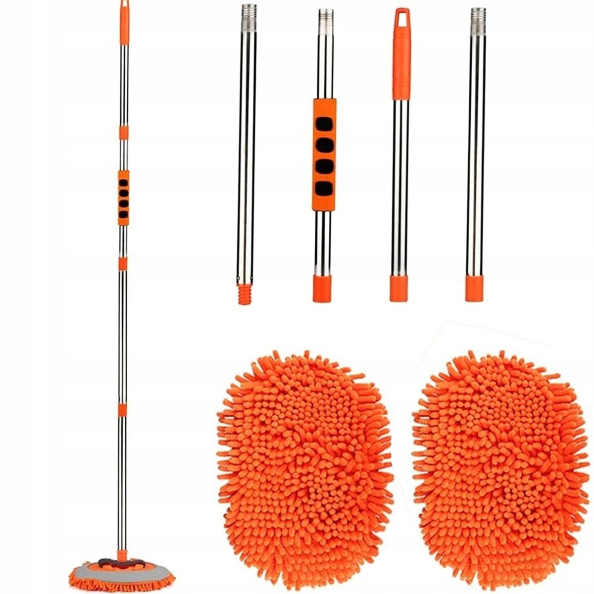 Auto Wasborstel 157cm 4-delig met Microvezel Mop
