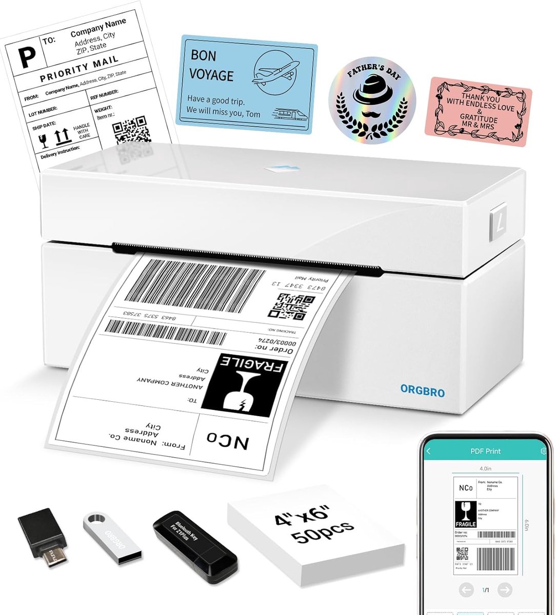 Labelprinter 4x6 - Thermische printer - Bluetooth en USB - Ideaal voor verzendlabels - ShopVlot