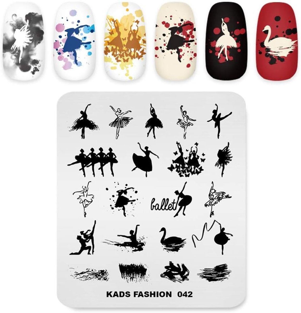 Nail stamping plate swan ballet - multi-patroon stempel - creatief ontwerp - voor unieke nageldesigns - ShopVlot