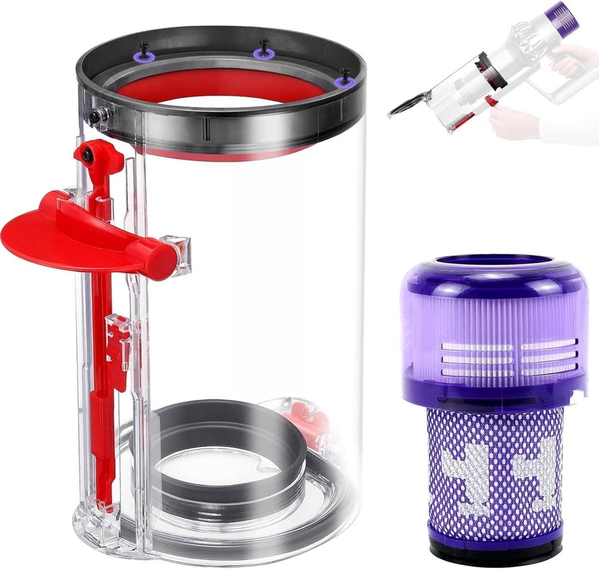 Vervangende stofcontainer voor Dyson V11 - verbeterde uitvoering - compatibel met V15, SV14, SV17, SV22 - ShopVlot