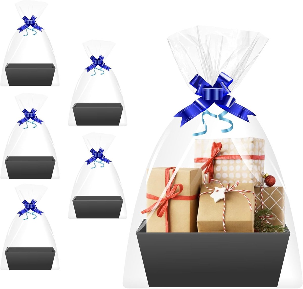 Cadeaubaskets 5 stuks - Zwart Karton - Met Handvatten - Perfect voor Valentijnsdag - ShopVlot