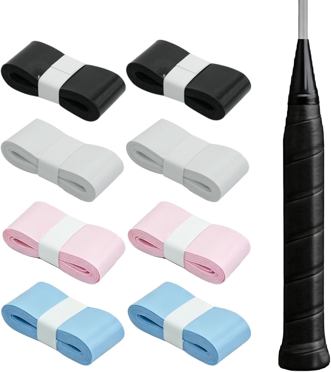 Tennisracket Grip Tape 8-pack - PU Overgrip - 4 Kleuren - Verfris je racket - ShopVlot