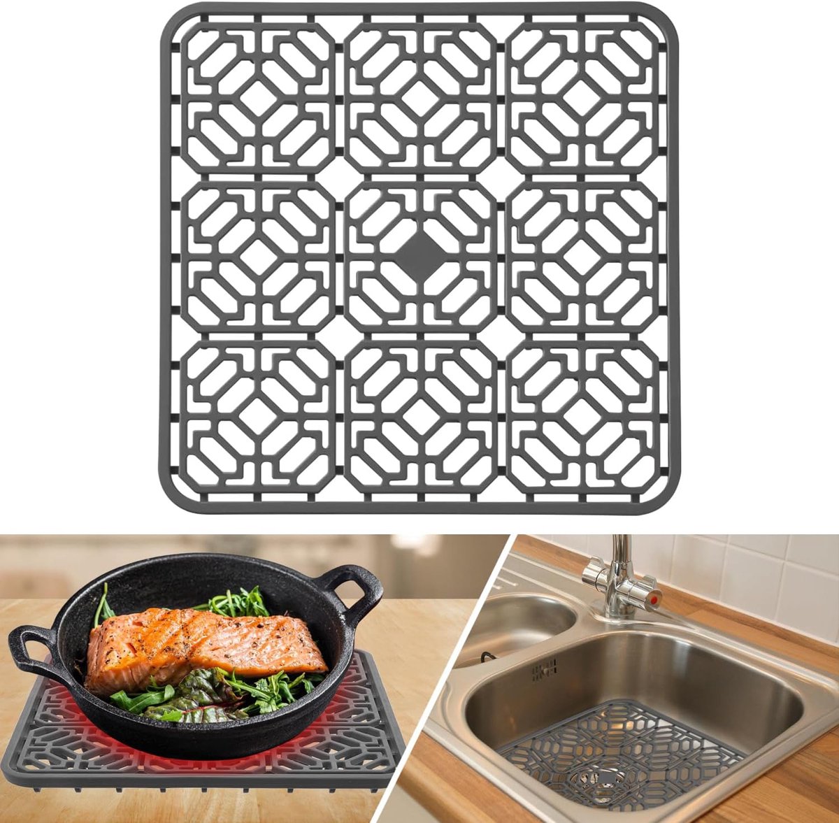 Spoonmat silicone 30 x 30 cm - snijdbaar - hittebestendig - beschermt spoelbak en servies - ShopVlot