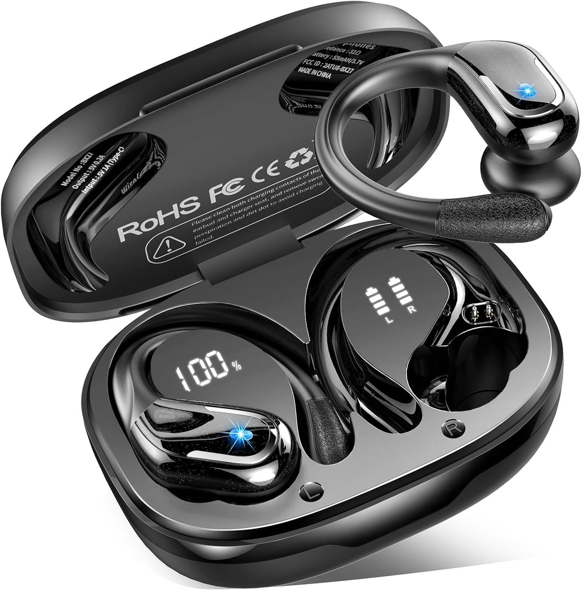 Bluetooth hoofdtelefoon sport - 75 uur batterij - IP-X8 waterdicht - diepe bas en ruisonderdrukking - ShopVlot