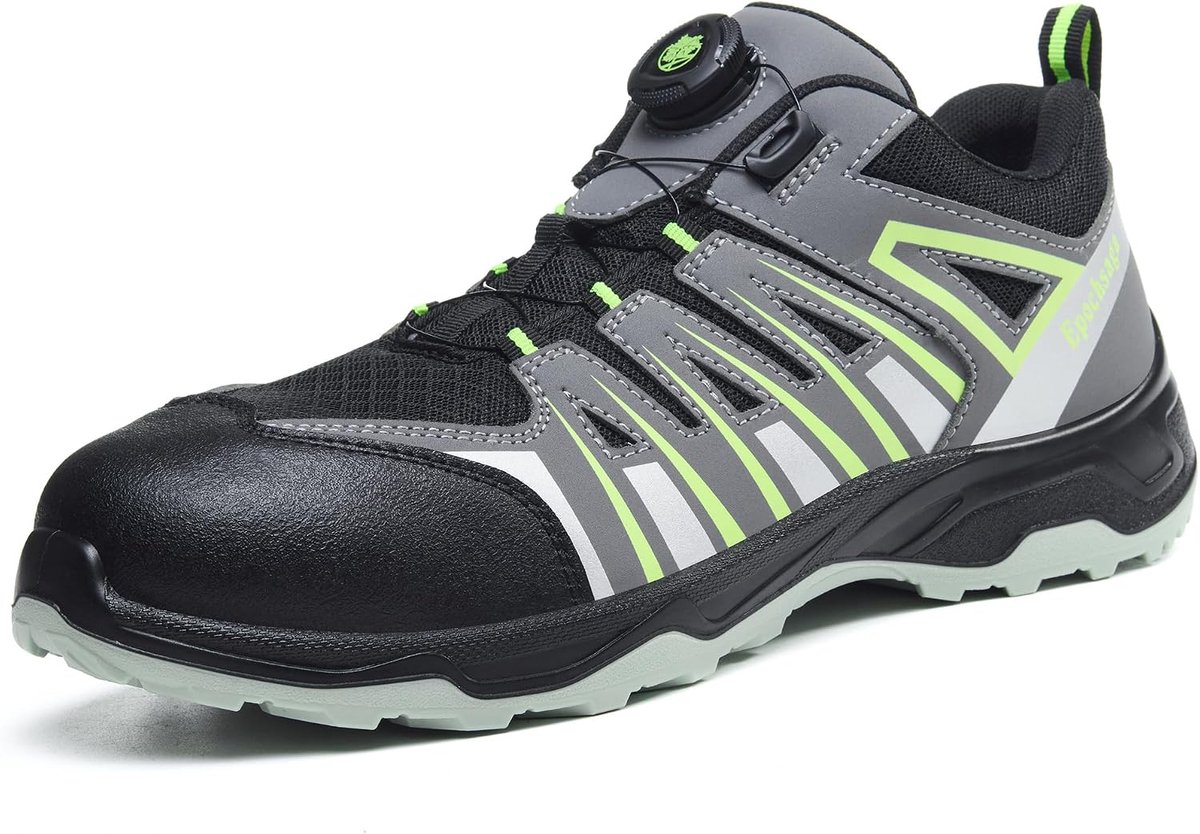 Veiligheidsschoenen heren 43 EU - Groen - Stalen neus - Licht en ademend - ShopVlot