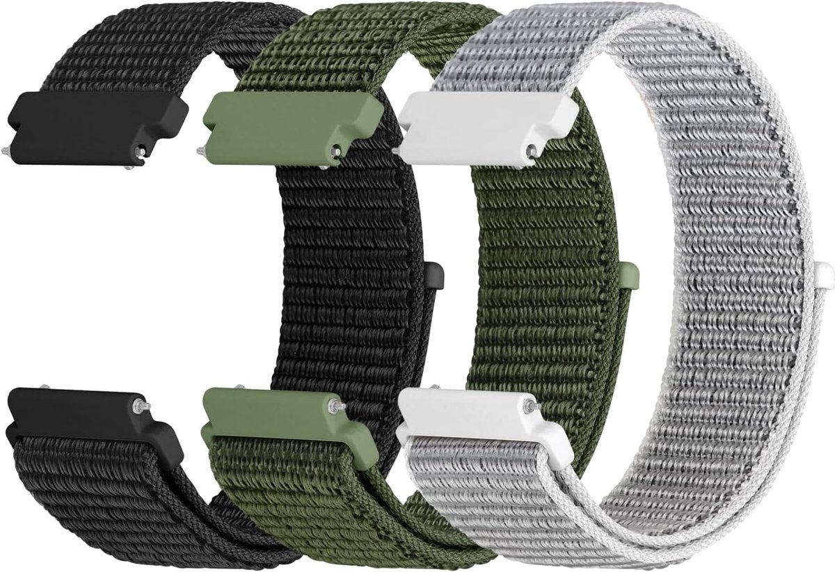 Nylon horlogebanden 18-24mm - ademend en zacht - comfortabel voor mannen en vrouwen - set van 3 - ShopVlot