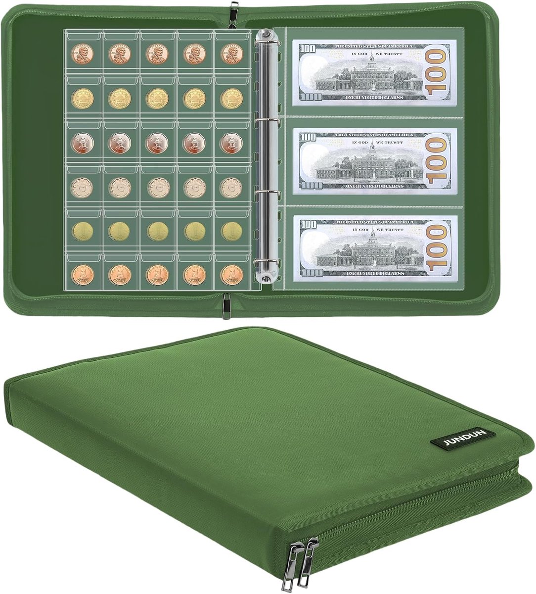 Muntencollectiealbum 300 Compartimenten - Vuurvast - Inclusief 36 Hoezen - ShopVlot