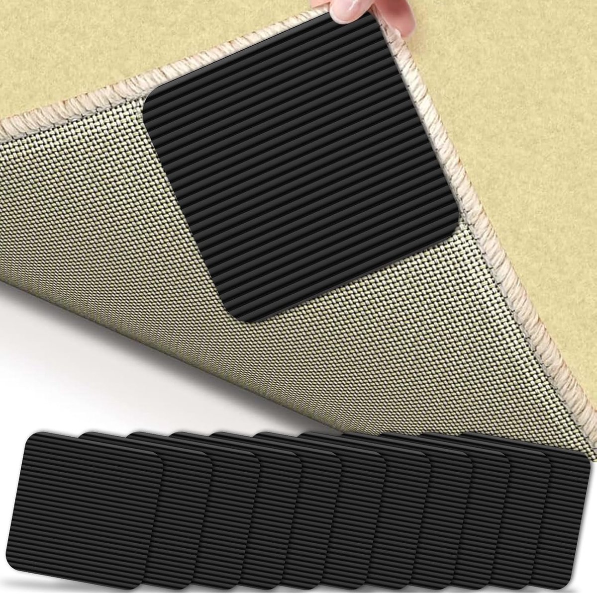 Vloerkleed antisliponderlegger 10 x 10 cm - wasbare antislippads - residuvrij - veilige grip op tapijten - ShopVlot