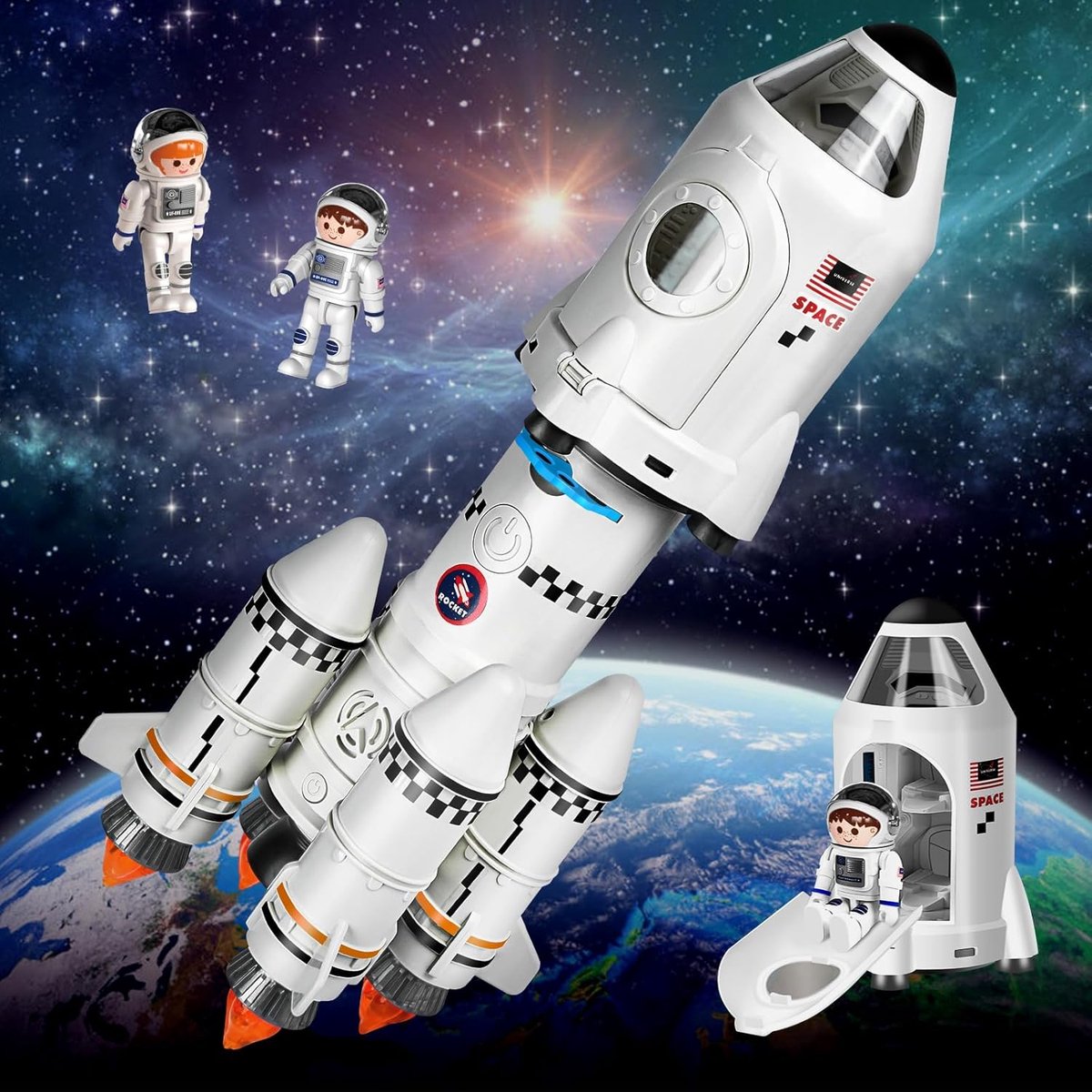 Ruimtevaart speelgoed voor jongens 3-9 jaar - 5-in-1 STEM educatief - Verlichte projectorlamp - Leerzaam en leuk spel - ShopVlot
