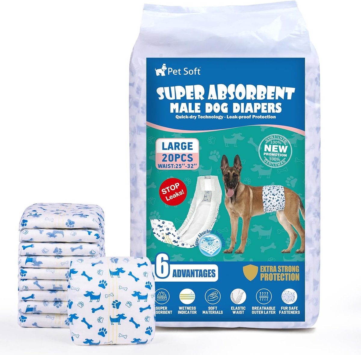 Hondend diapers voor reuen - zacht materiaal - absorberend - ideaal bij zindelijkheidstraining - ShopVlot