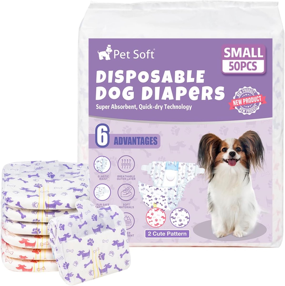 Hondend diapers voor vrouwtjes - 50 stuks wegwerp - super absorberend - comfortabele pasvorm voor kleine honden - ShopVlot