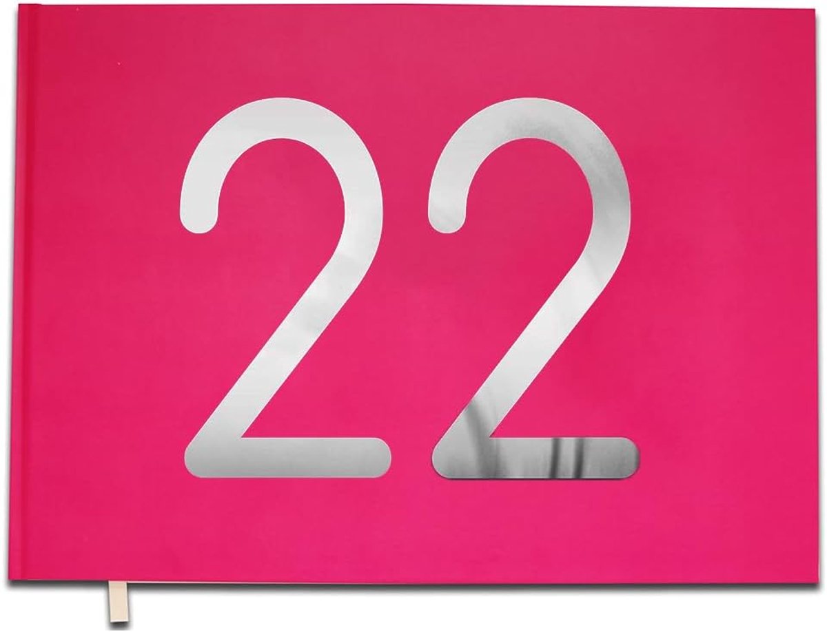 Gastenboek 22 jaar - macaron roze - verchroomde letters - 100 pagina's - ShopVlot