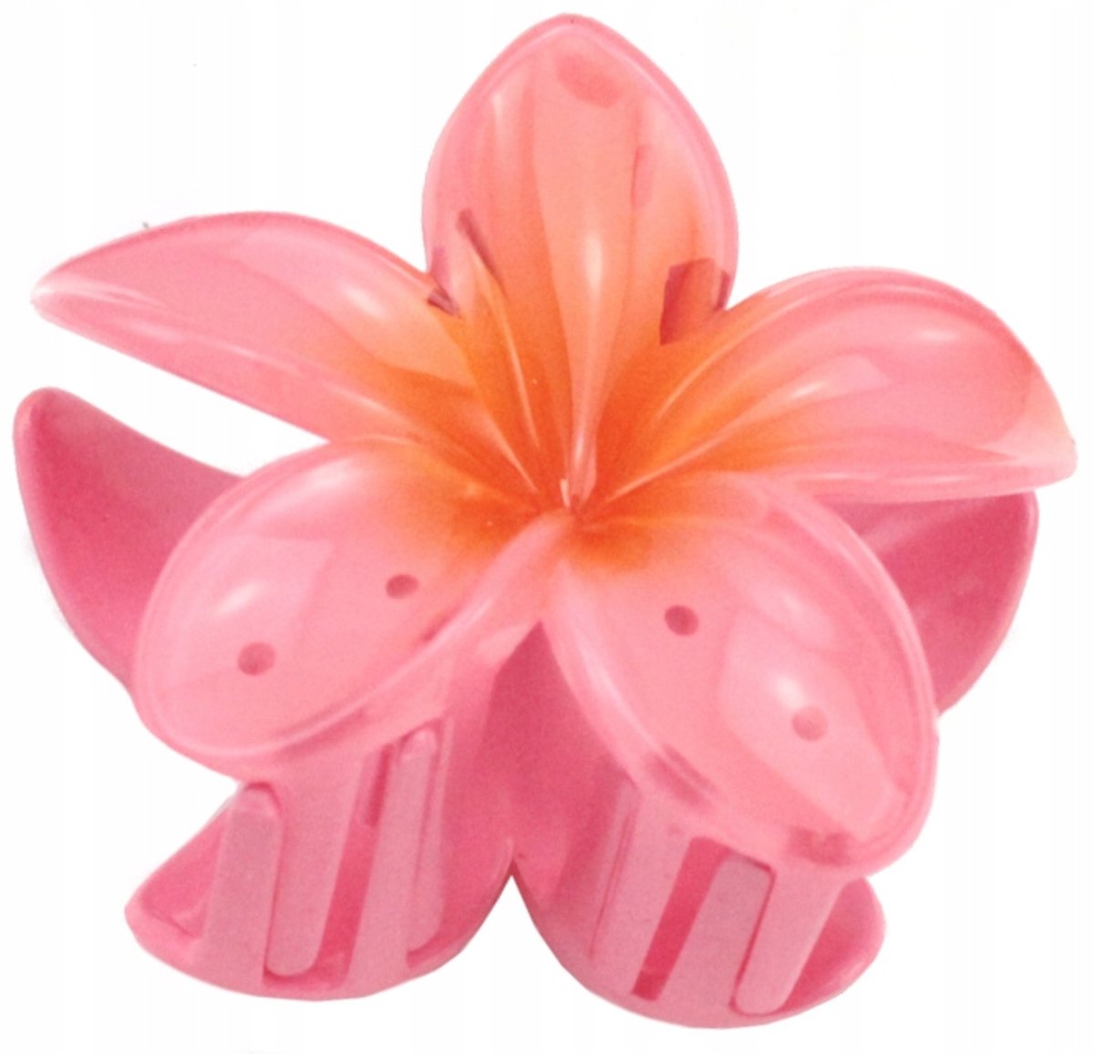 Grote Hawaii Bloem Haarclip 8 cm - Roze Oranje