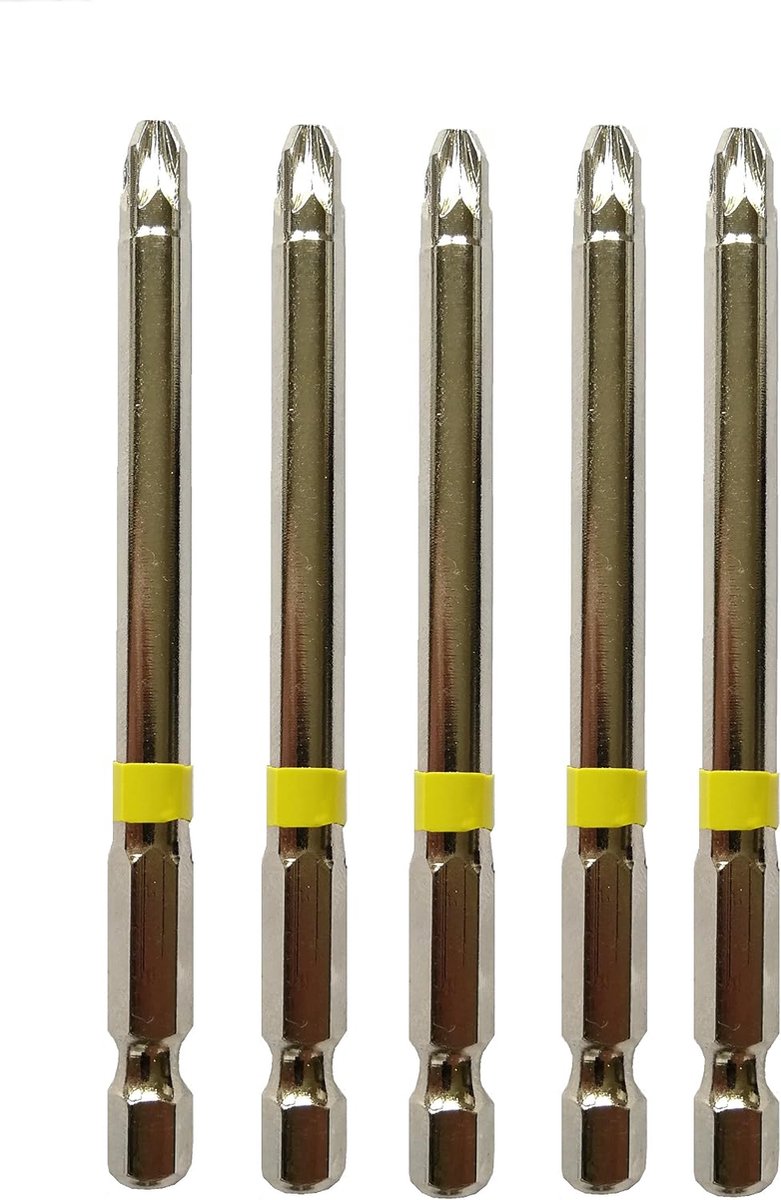 Schroefbitset 5-delig PZ 3 x 75 mm - impactbestendig speciaal staal - nickelgeplateerd - ShopVlot