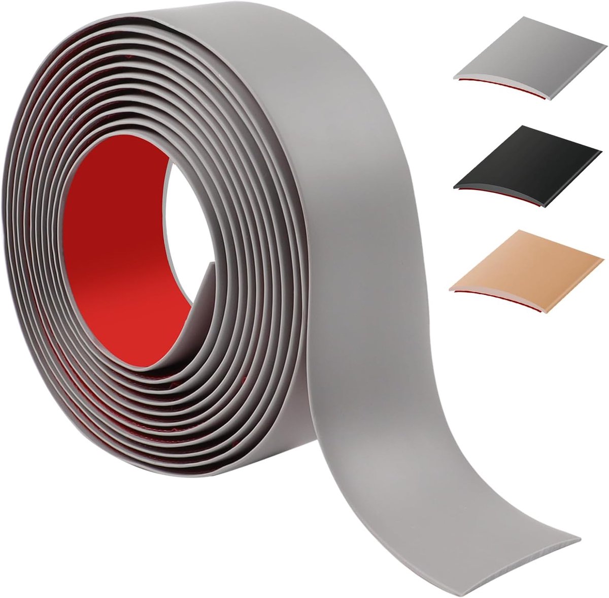 400 cm zelfklevende dorpelstang, flexibele pvc-zelfklevende deurdrempel, overgangsstangen voor keuken/woonkamer, overgangsprofiel voor het verbinden van vloer/tegels/laminaat (5 cm, grijs)