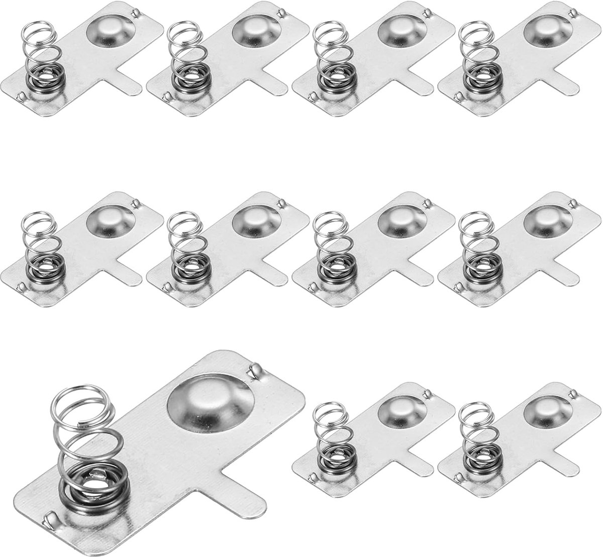 10 stuks metalen contactplaten met veer voor batterij, 28 mm x 12 mm, negatieve positieve vernikkelde plaat voor batterijhouder en elektronisch speelgoed