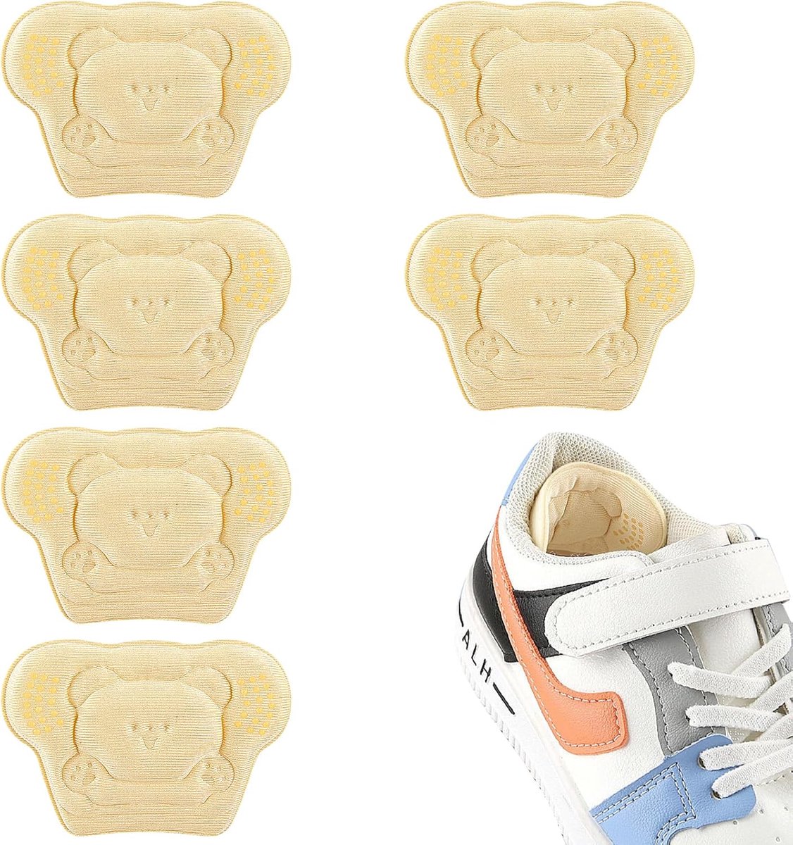 Hielkussens voor kinderschoenen, 6 stuks, schattige hielbescherming, anti-schuurschoenen, kinderschoenen, inlegzolen, grote inlegzolen, grote schoenen, kinderen, meisjes en jongens