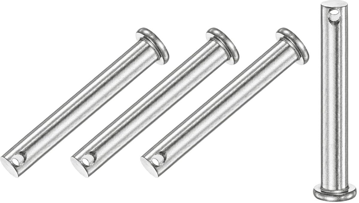 METERXITY 4 stuks vorkpennen met platte kop, M8 x 65 mm, roestvrij staal 304, voor mechanische verbinding/vaste delen/scheepsaandelen, herbruikbare scharnierpennen
