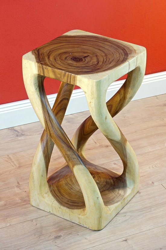 Houten bijzettafel BUENG - Suar massief hout nachtkastje of bloemenkruk van massief hout van houten — afbeelding 2
