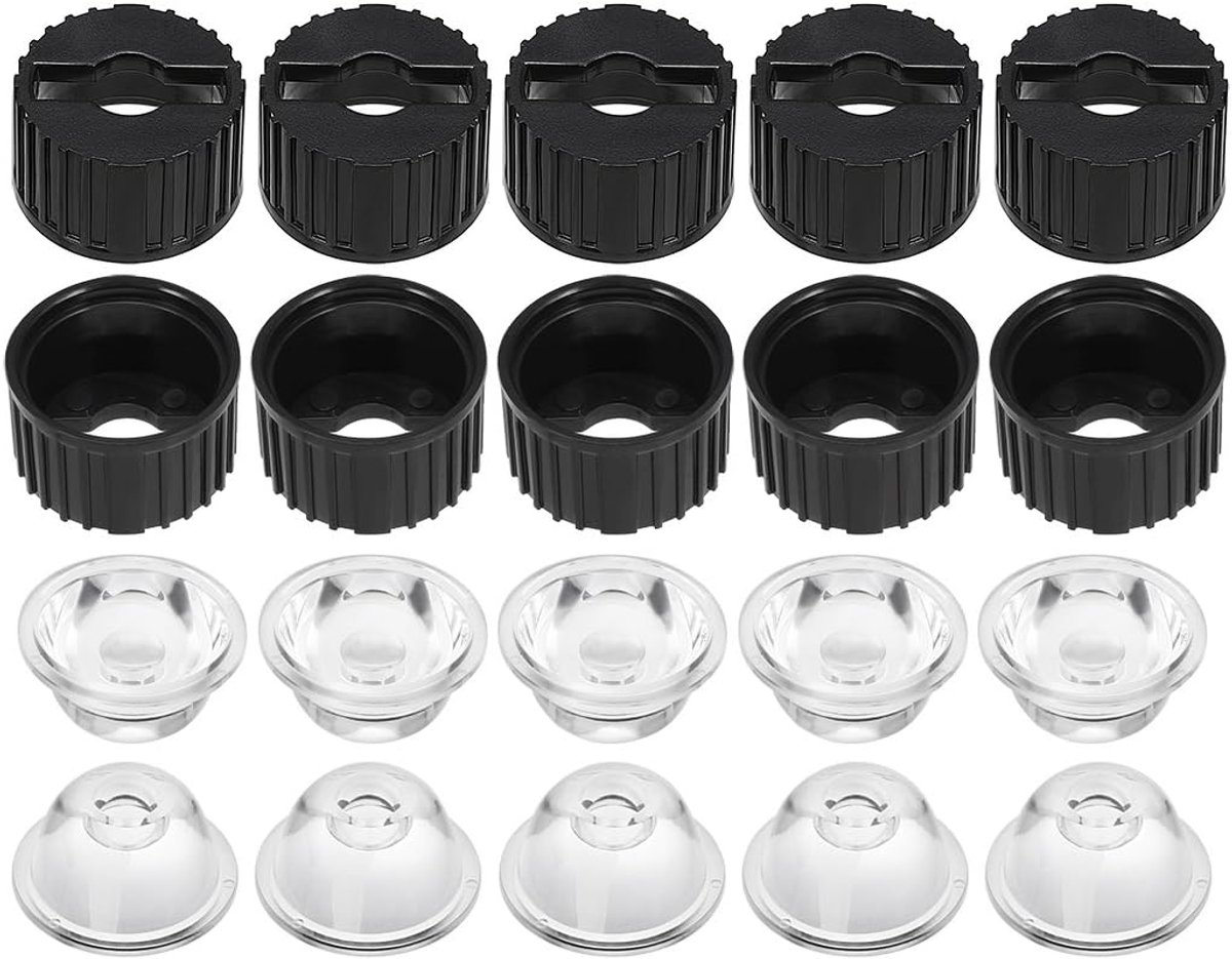Map 10 stuks 20 mm LED Lens 90 graden met houder zwart voor 1 W 3 W LED High Power