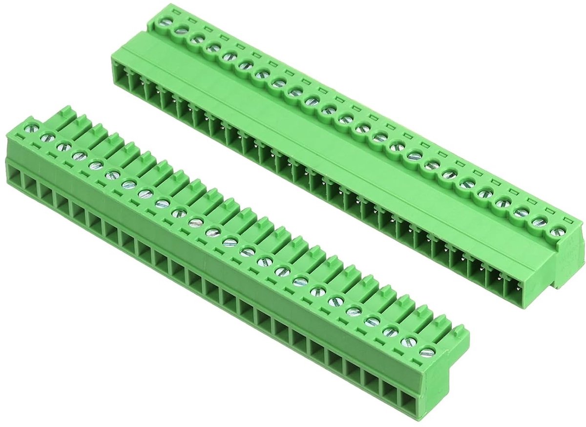 1 set klemblok, schroefklemmen, montage op PCB, 24-polig, 3,81 mm, stekker rechtshoek, voor audio- en elektronische modules.