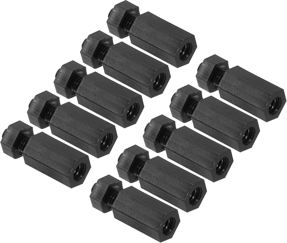 M3 Nylon Hex Standoff Schroeven Moeren, 1 Set/200 Pack PCB Mannelijke Vrouwelijke Schroefdraad Kit voor Moederborden, Computer Cases Printplaten, Elektronica (10 mm + 5 mm, Zwart)
