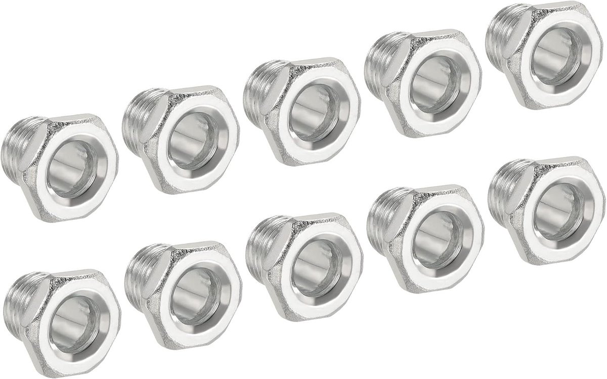 sourcing map Lampenstang, 11 mm, lang, M10 schroefdraad, zeskantige buis, plat, kop voor kroonluchter, verzinkt ijzer, verpakking van 10 stuks
