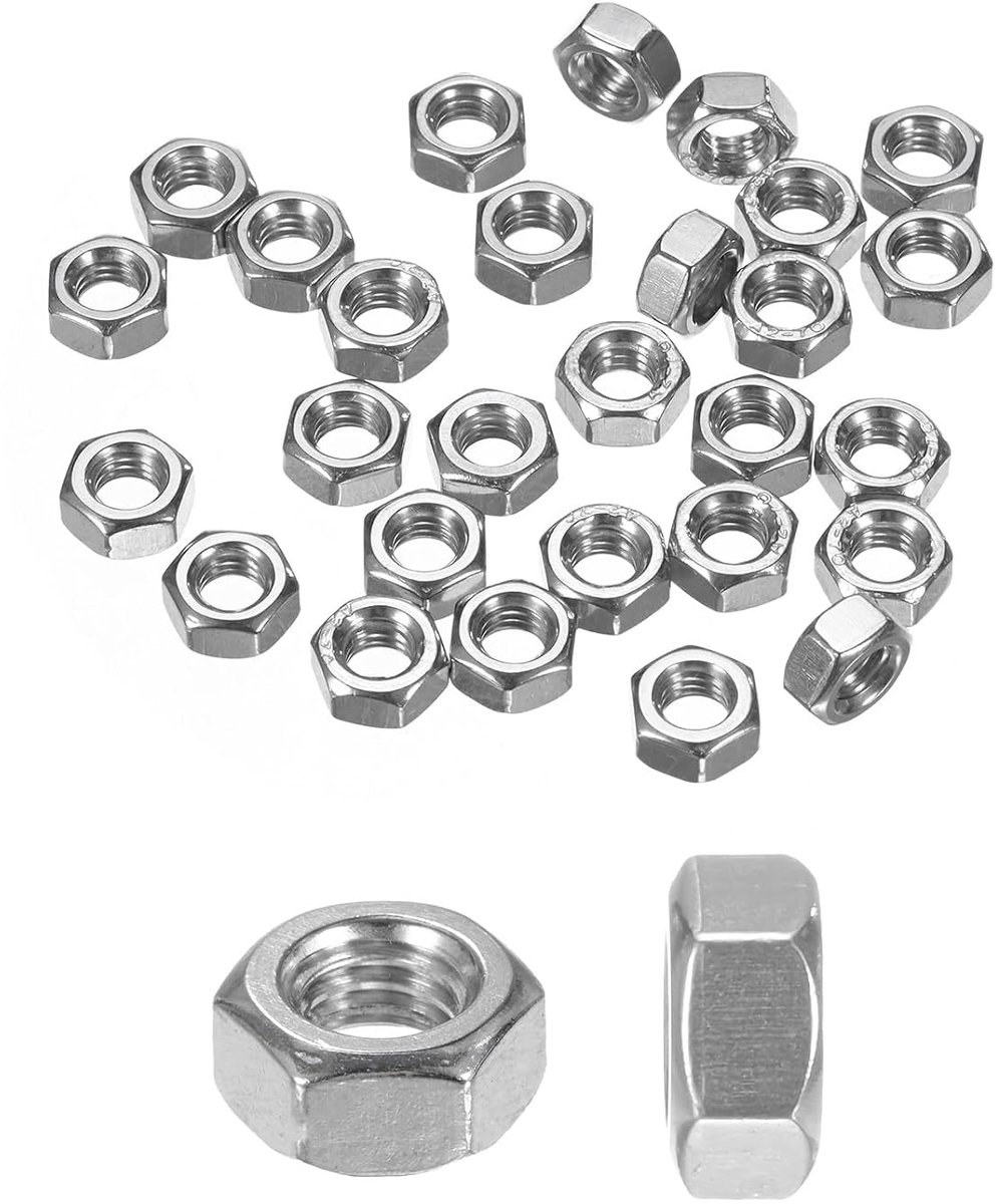 METERXITY Set van 50 metrische zeskantmoeren, M6 x 1 mm, schroefdraad, roestvrij staal, zeskantmoeren, metrische moeren voor machine/auto/reparatie/industrie