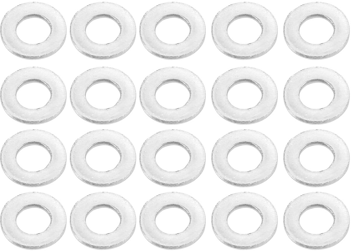 Platte ring, 4 mm ID 8 mm OD 0,5 mm dikte, duurzaam, roestvrij staal, zilverkleurig, 20 stuks