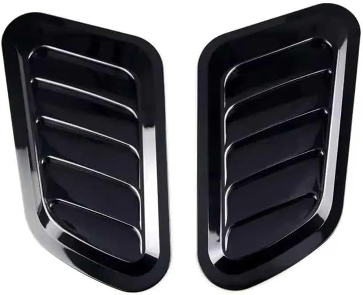 Motorkap luchtinlaat decoratie (2 stuks) - Hood Scoop Vent Cover - Carbon Look luchtuitlaat look - Zelfklevend - Universele Tuning Accessoires (zwart)
