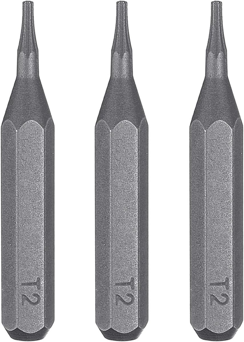 3 stuks T2 Torx schroevendraaierbit 5/32 inch zeskantschacht 28 mm lengte magnetische ster 6-punts kop zeskantige bits S2 staal schroevendraaierbit voor elektrische schroevendraaier