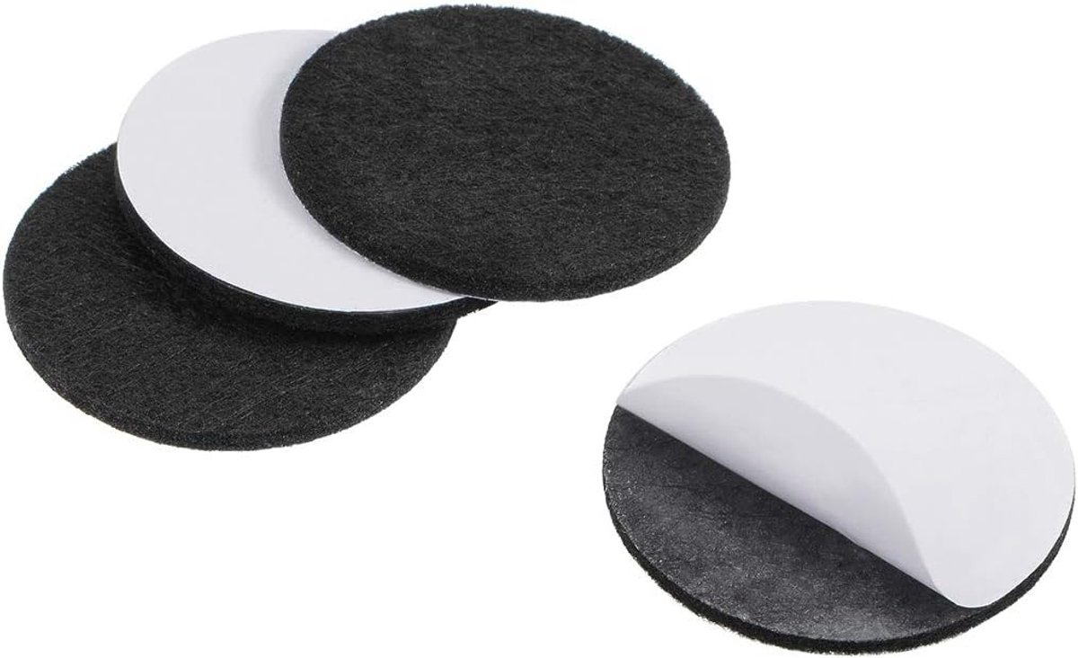 sourcing map 4 stuks meubelpads zelfklevende vilten pads 50 mm diameter. 3 mm dik rond zwart