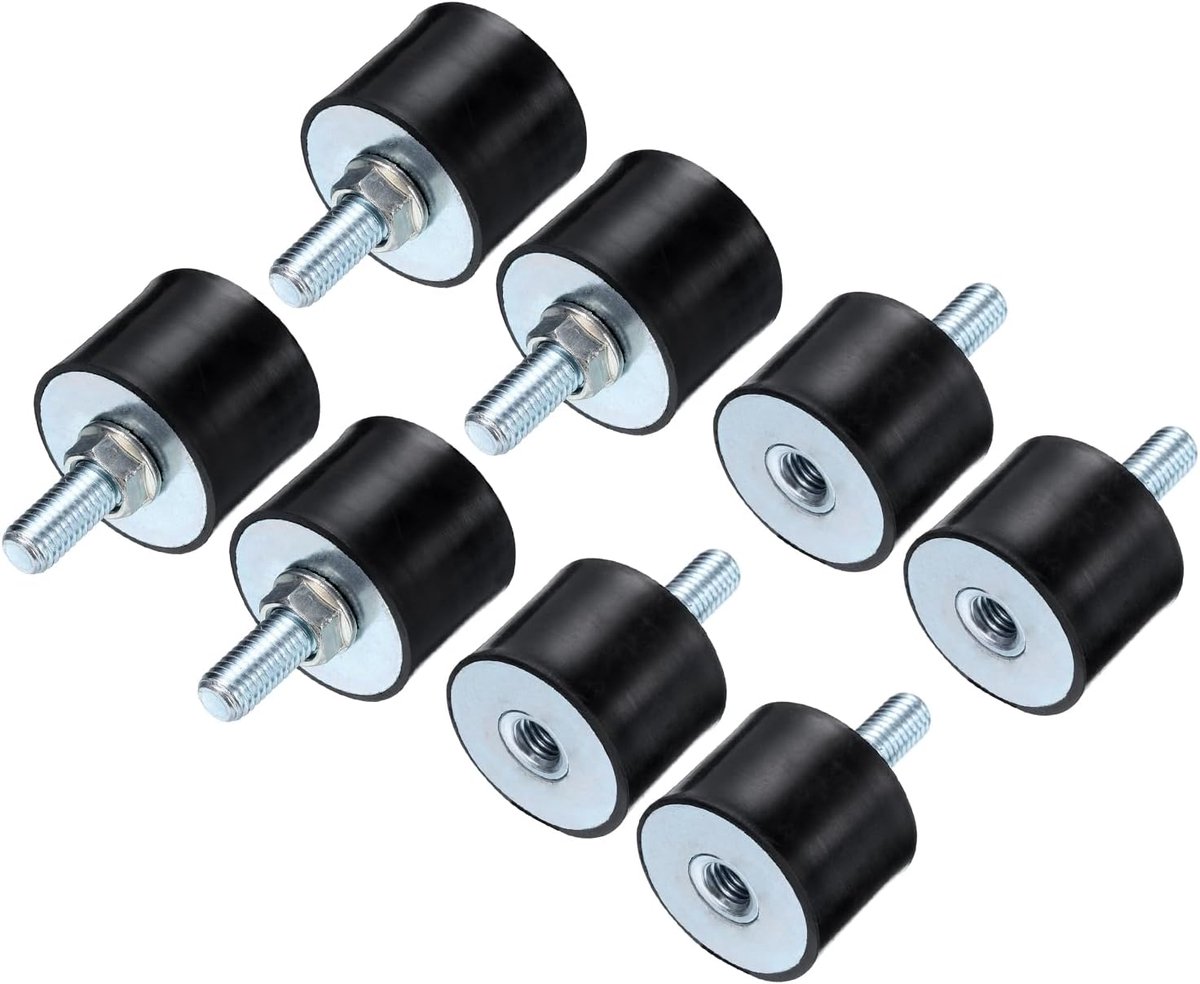 8 stuks rubberen isolatiehouders M10 x 27 mm schroeven 40 x 30 mm mannelijke schokdemper vibratiehulp cilindrische schroefdraadhouders verzinkt anti-vibratie-isolatoren 8 stuks