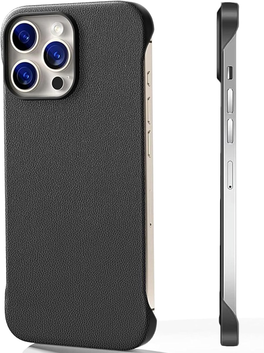 Beschermhoes voor iPhone 16 Pro Max (textuur van PU-leer) (gevoel van blank metaal) anti-vingerafdruk beschermhoes voor iPhone 16 Pro Max Case met snelle warmteafvoer 6,9 inch
