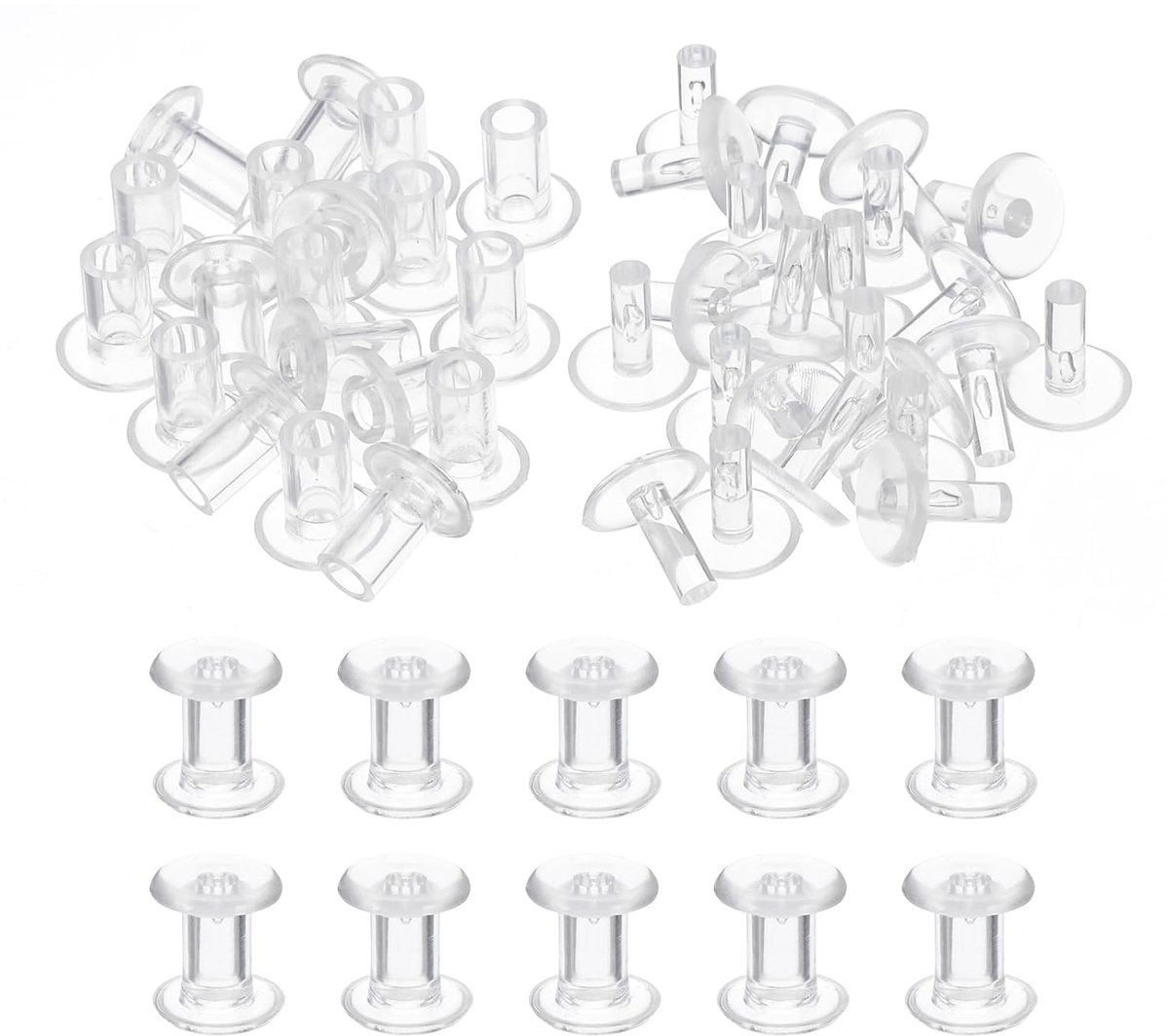 M5 x 9 mm kunststof bindpalen, 24 sets kunststof Chicago schroeven bindingsschroef klinknagels drukknop voor leer scrapbook fotoalbums, transparant